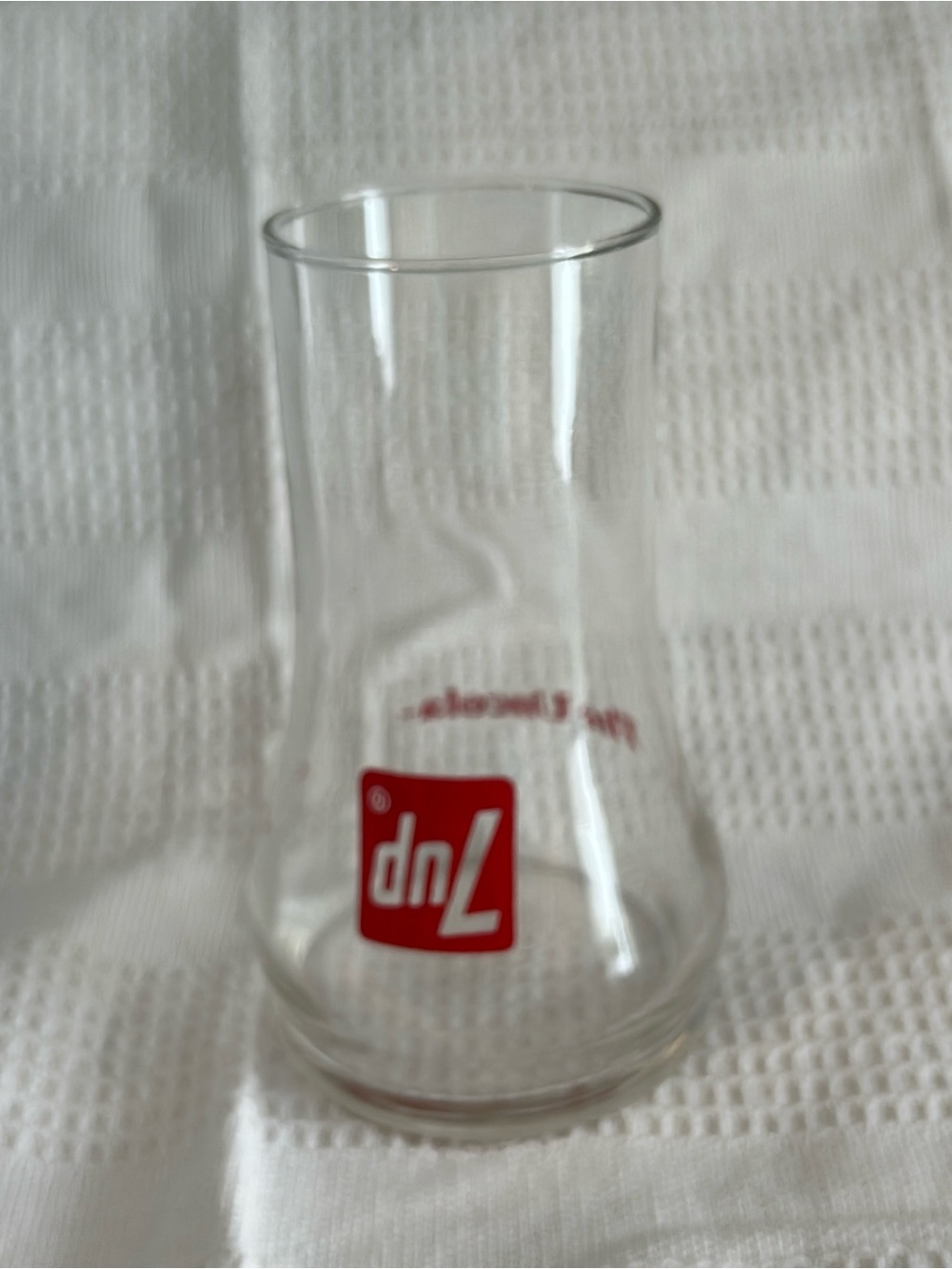 7up Branded Clear Glass Bottle-Style Tumbler with Red Logo